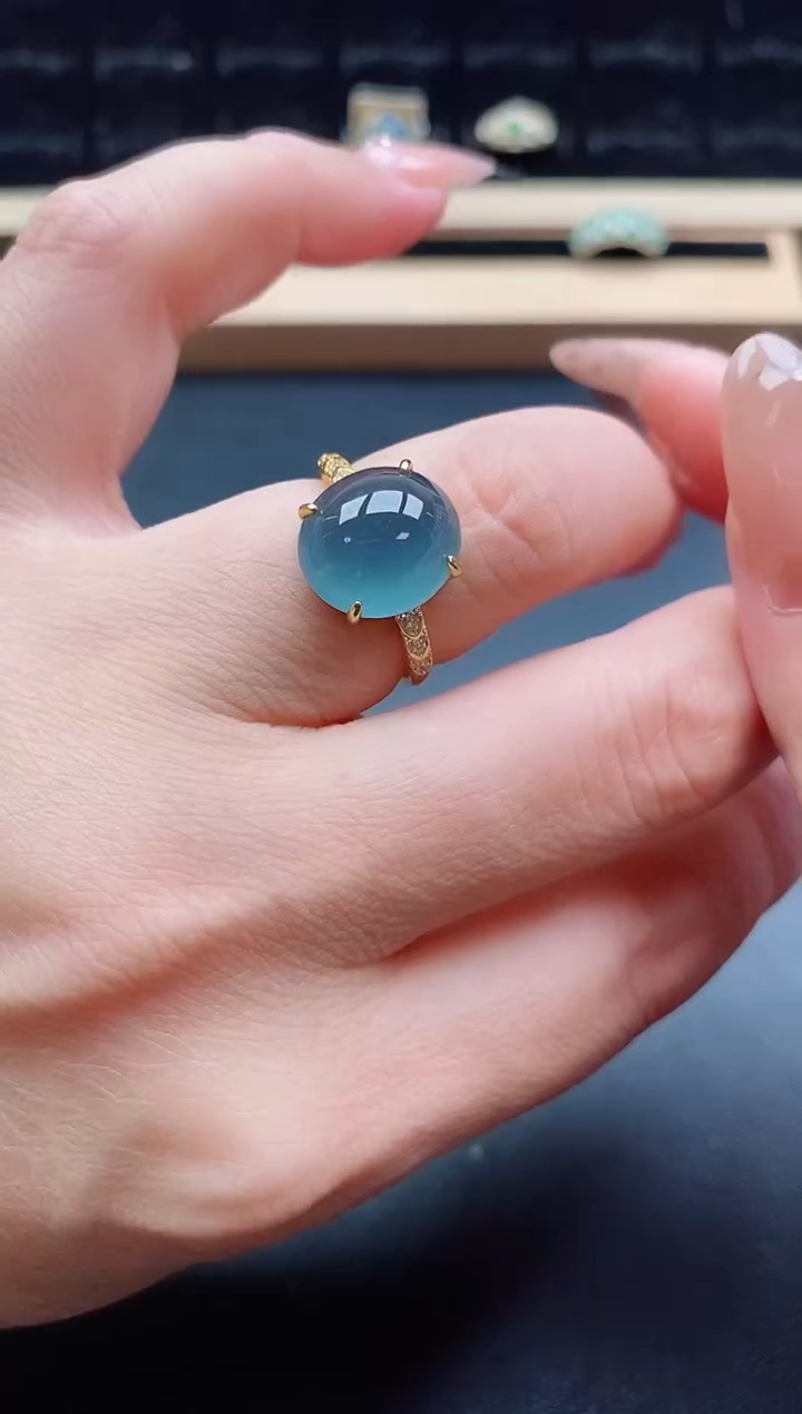 银S925镶嵌戒指翡翠1