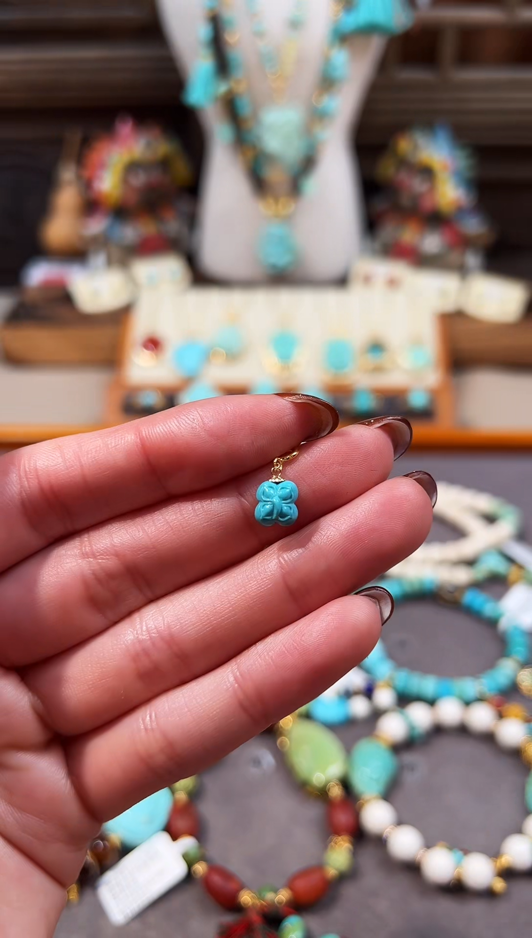 18K金镶嵌绿松石提溜绿松石提溜