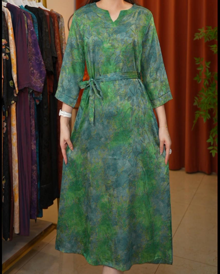 693款夏季百搭时尚简约休闲显瘦遮肉减龄连衣裙