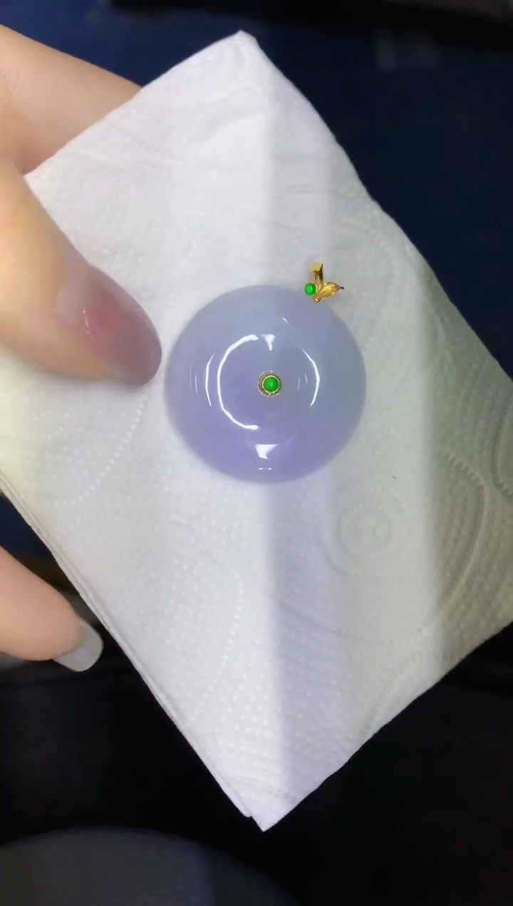 颈饰18K金镶嵌翡翠缅甸天然翡翠A货