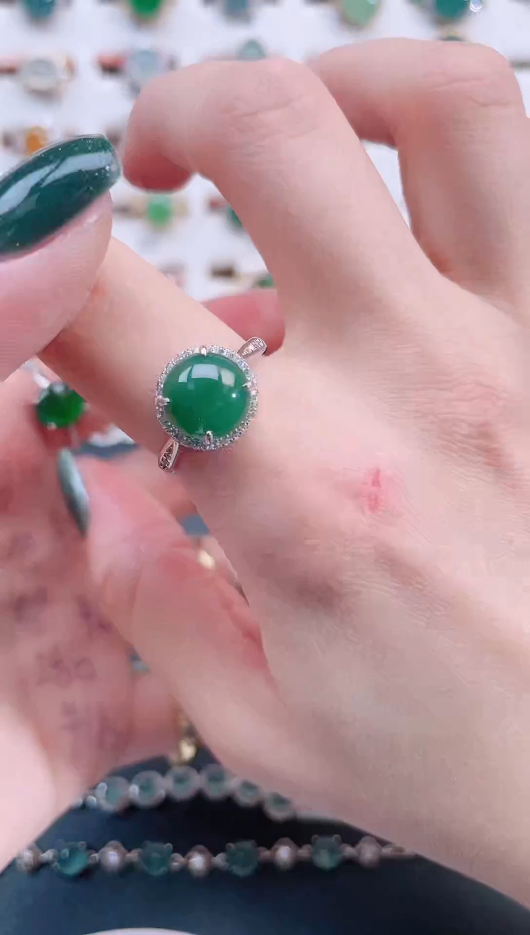 银S925镶嵌戒指翡翠天然翡翠