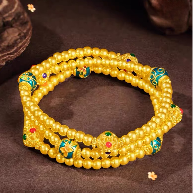 【敏敏专享】足金999投资金 硬金花丝双戴欧若风HJS1438