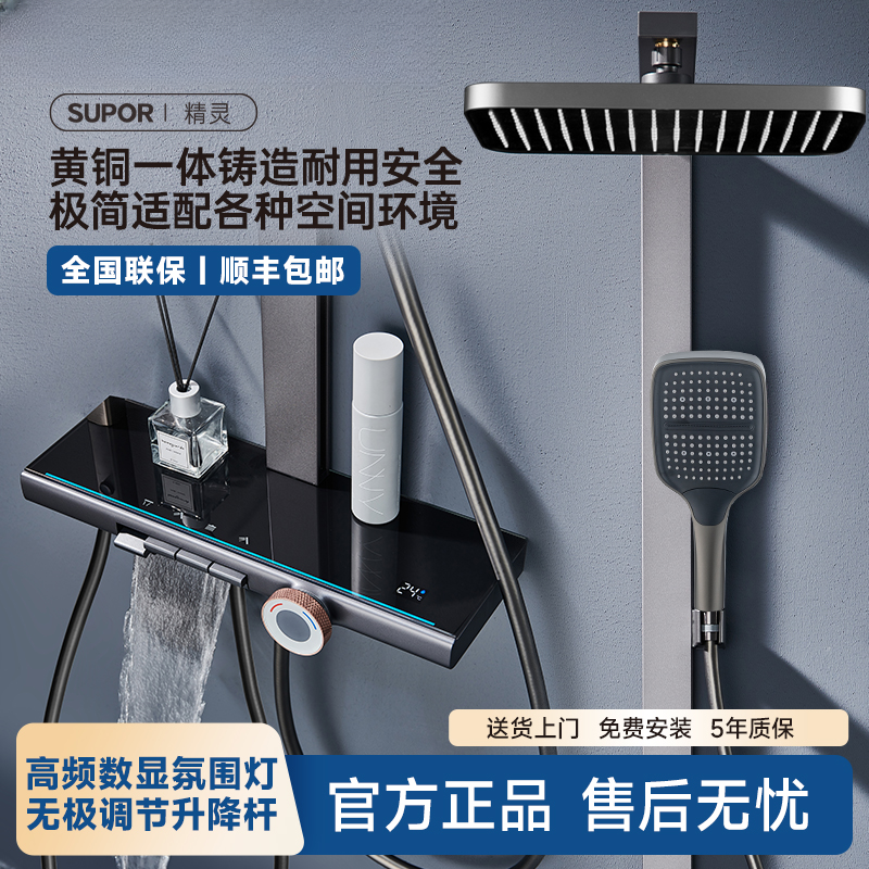 SUPOR/苏泊尔精灵智能淋浴花洒卫浴套装独立出水数显置物