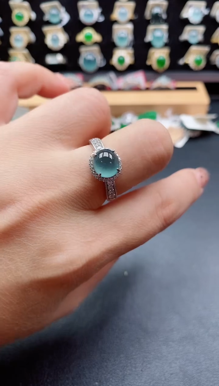 银S925镶嵌戒指翡翠1