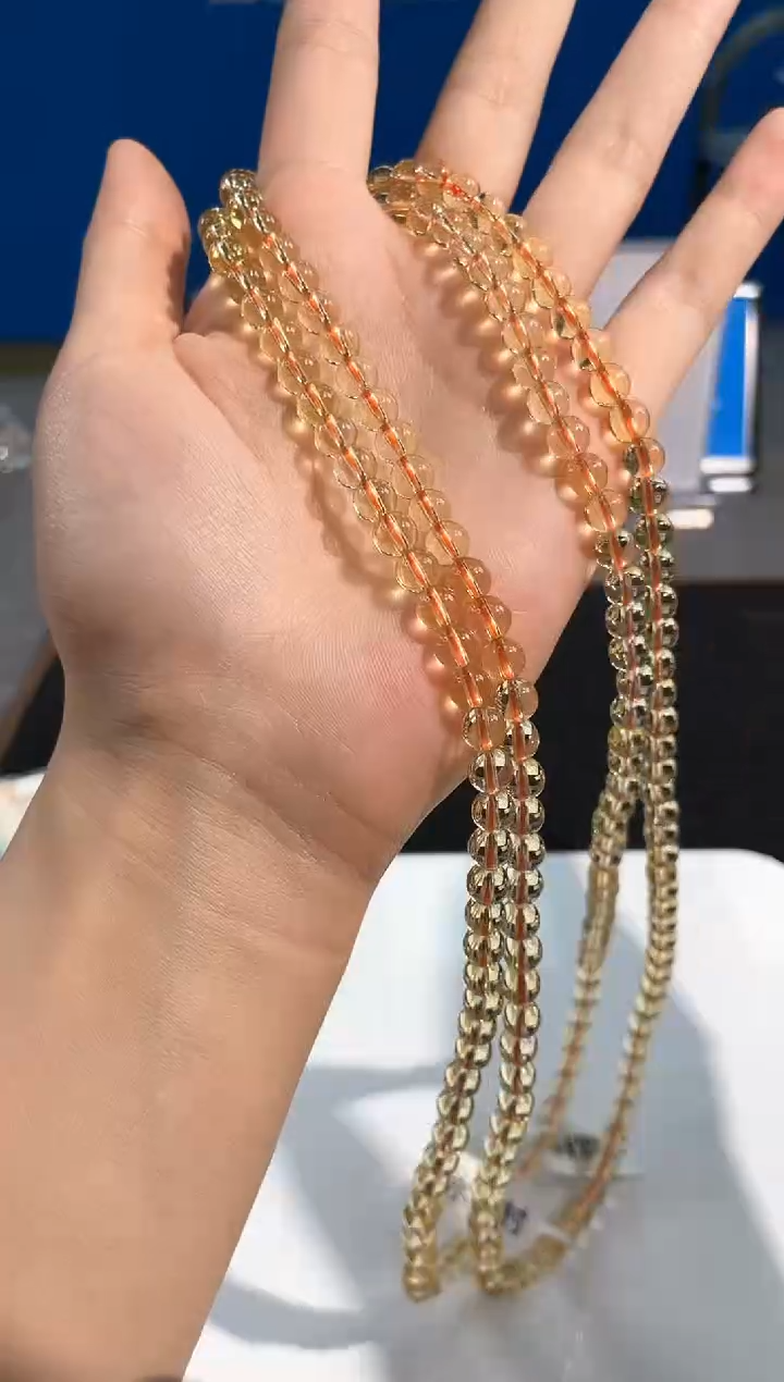 【闪购商品】水晶手链未镶嵌112号黄水三圈6mm
