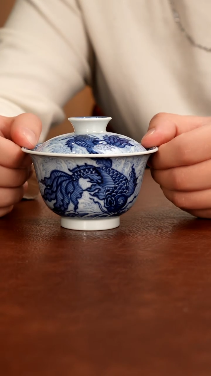 摆件陶景德镇瓷器，青花瓷手绘茶具~