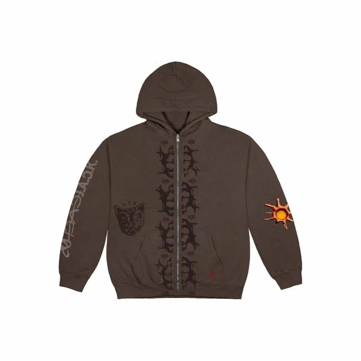 travis scot Cactus Jack FW22 拉链连帽外套 棕色 潮流服饰
