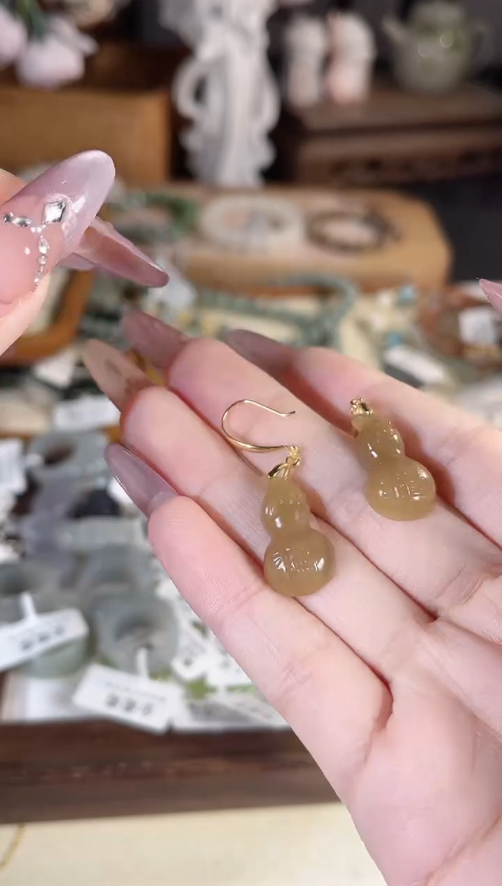 银S925镶嵌和田玉耳饰多样性发其一孤品默认微瑕