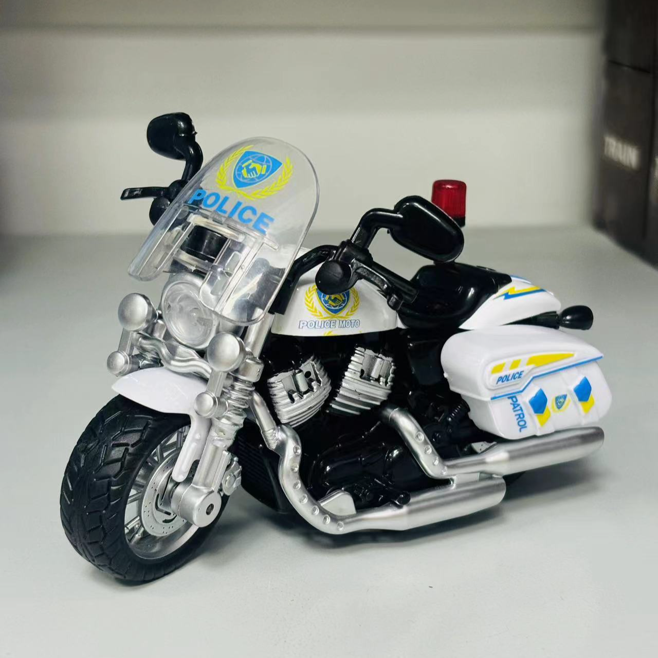 合金声光警察摩托车回力车MT