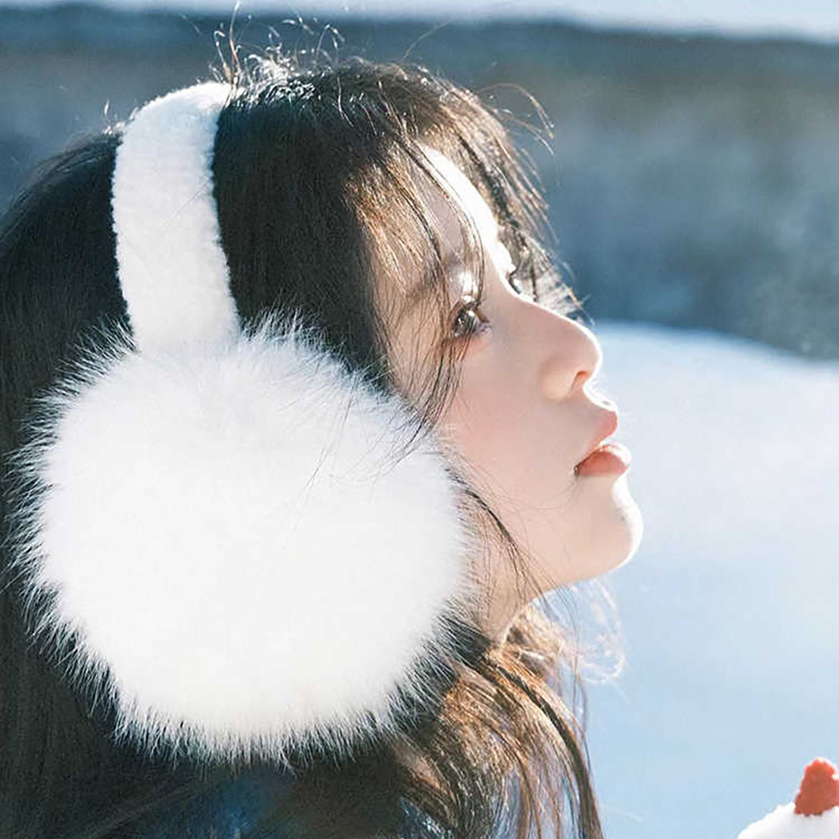 东北旅游白色毛绒耳罩女冬季可爱保暖防冻保暖耳捂耳包护百搭耳套