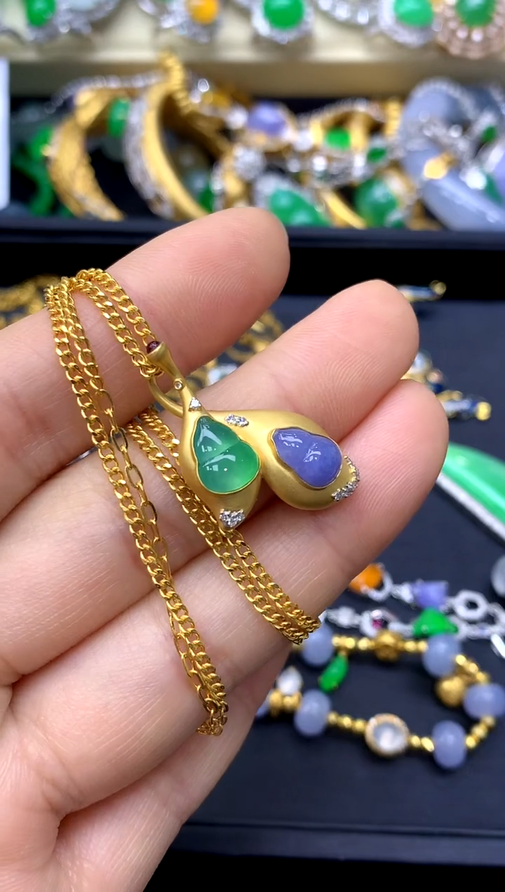 颈饰18K金镶嵌翡翠妍****儿400-中国好珍宝