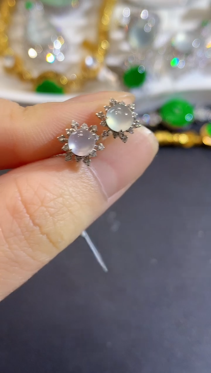 18K金镶嵌翡翠耳饰D14