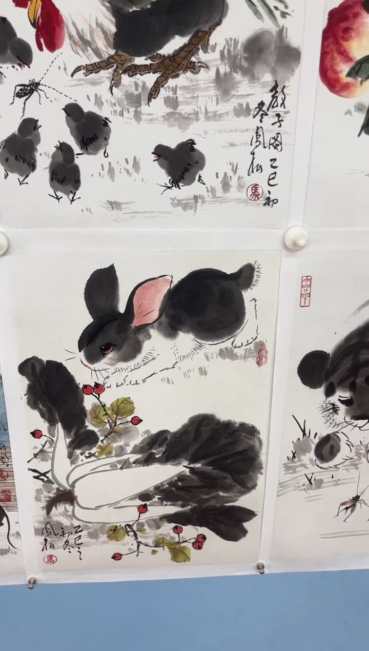 国画上***∽马凤柏老师十二生肖兔子