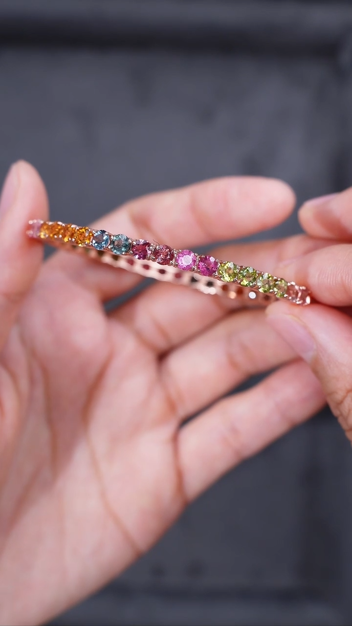 【闪购商品】碧玺手镯银S925镶嵌手镯