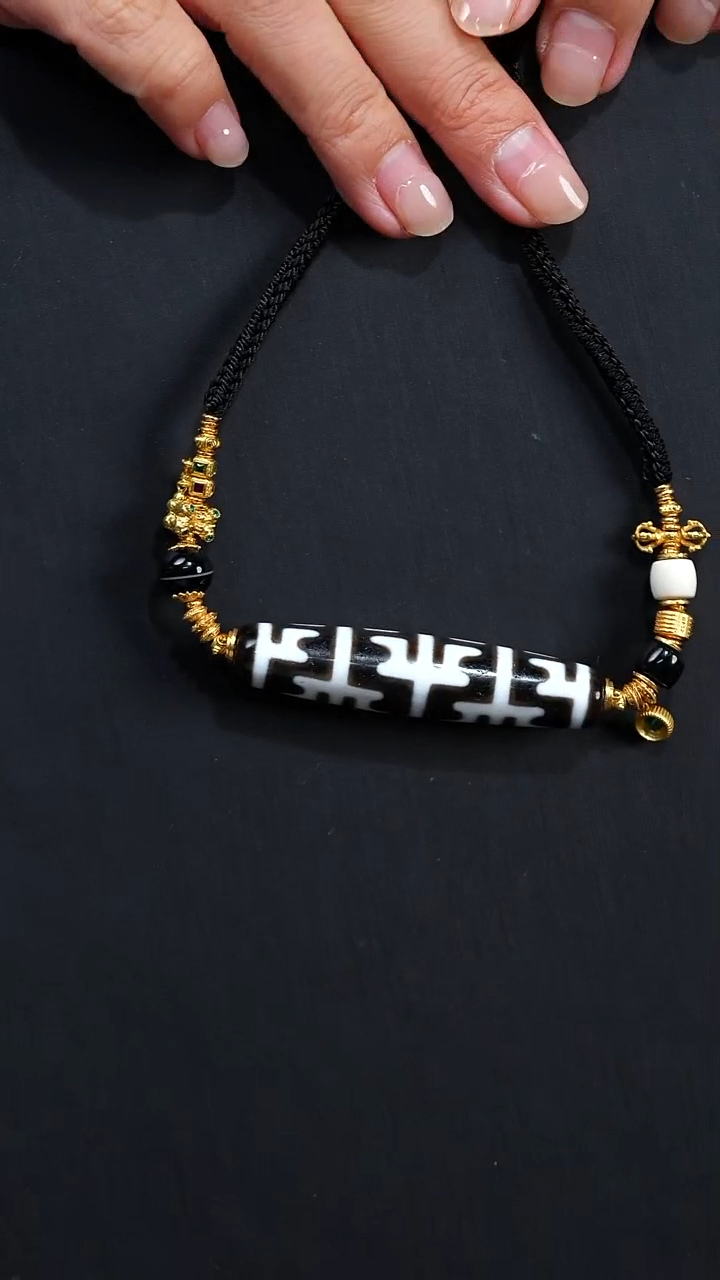 玛瑙/玉髓颈饰未镶嵌S53810多样性发一黑白上肯无界项链