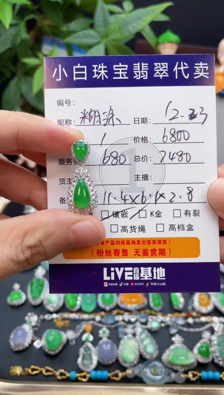 吊坠(不含链)18K金镶嵌翡翠糊**生吊坠