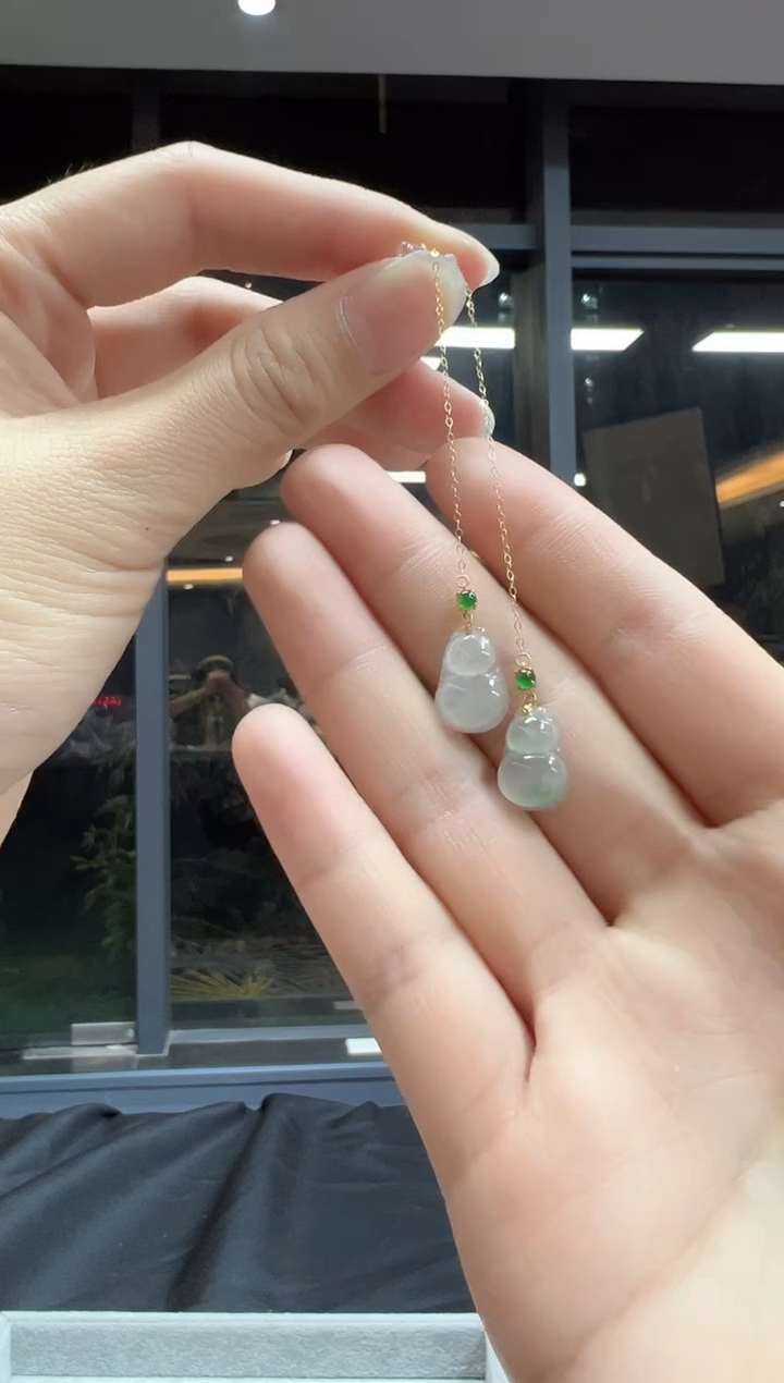 【闪购商品】翡翠耳饰18K金镶嵌GS5926翡翠耳线