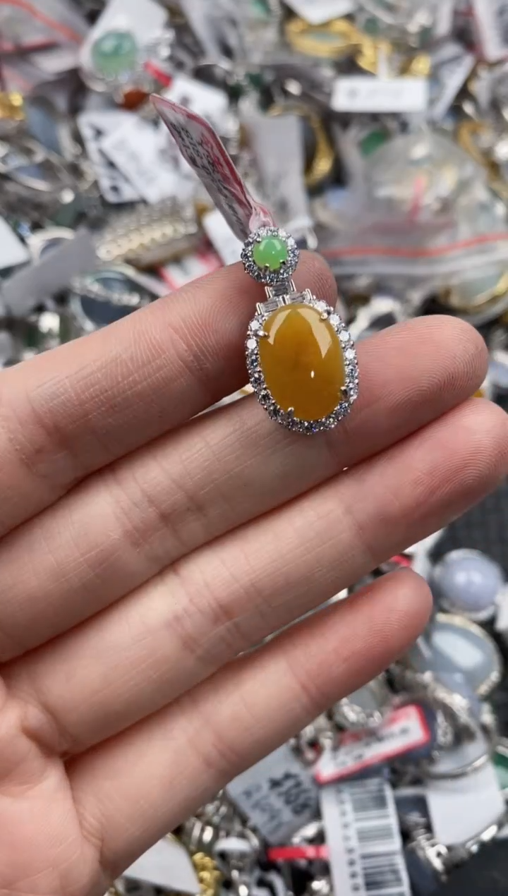 银S925镶嵌戒指翡翠666             2