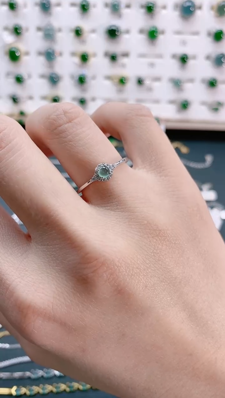 【闪购商品】翡翠戒指银S925镶嵌天然翡翠