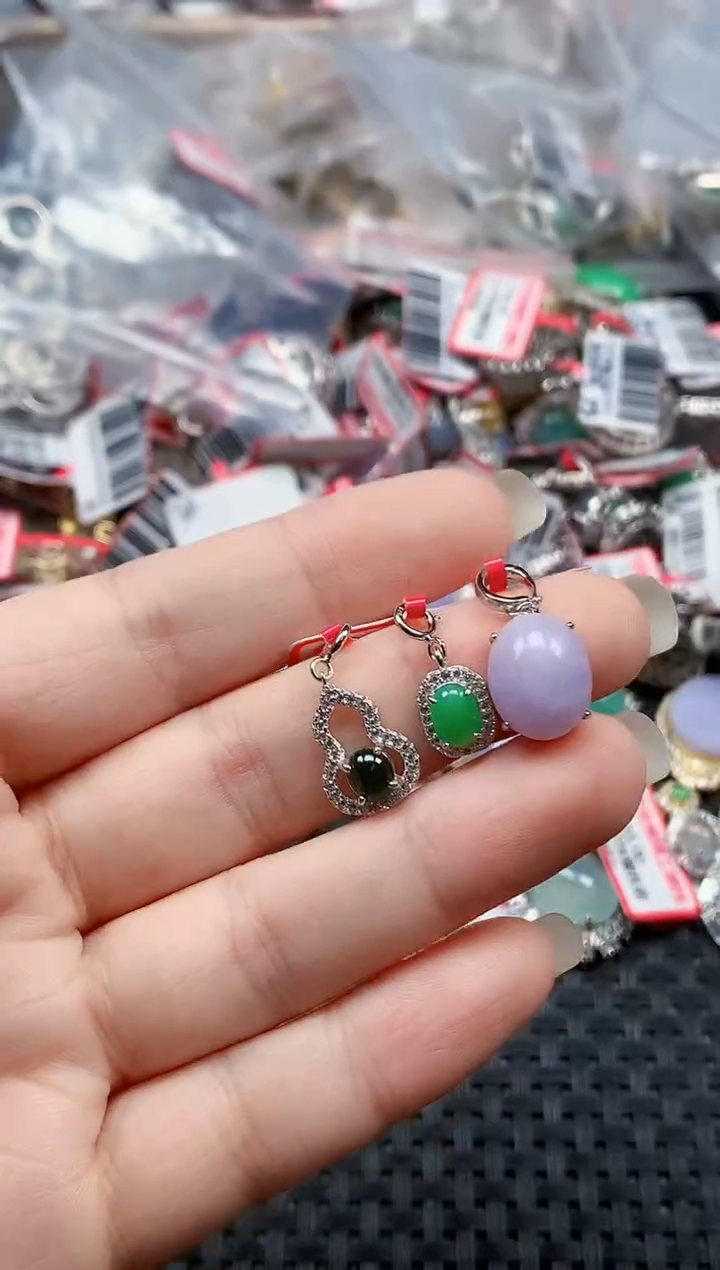 银S925镶嵌戒指翡翠天然A货缅甸翡翠