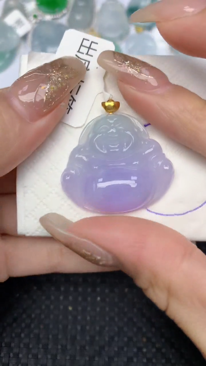 颈饰18K金镶嵌翡翠天然缅甸翡翠a货百元以上9元证书费自理