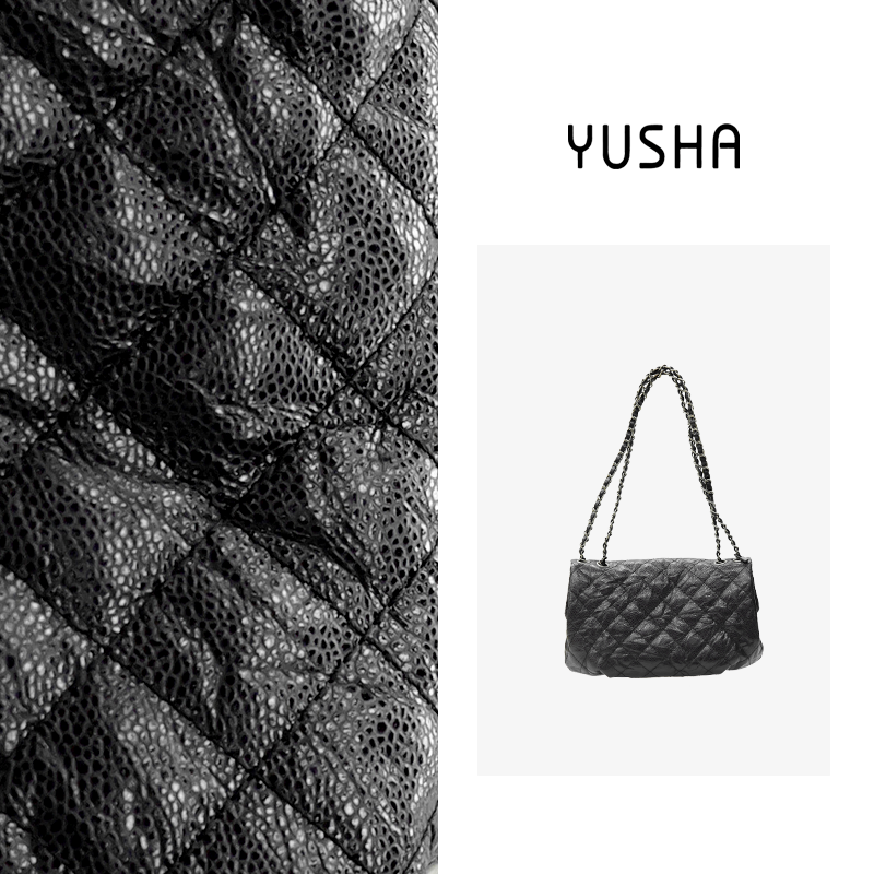 YUSHA/高档大号黑色云朵链条手提包-9566