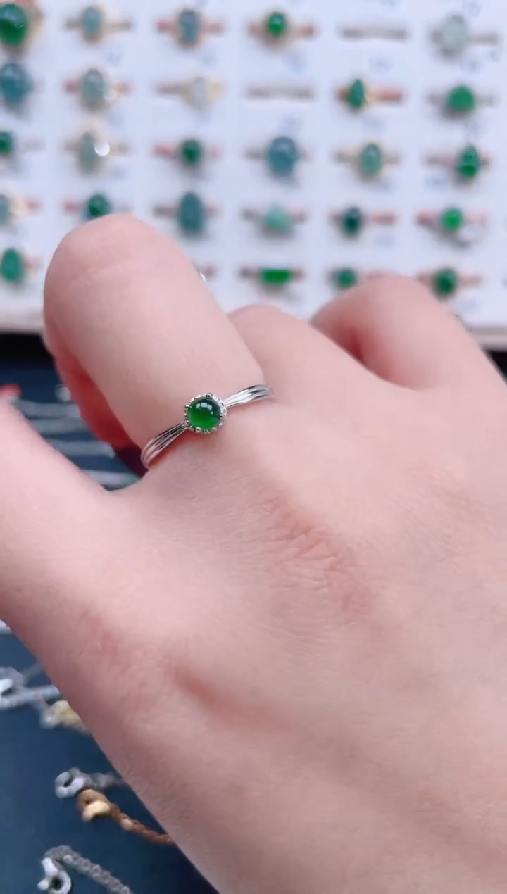 银S925镶嵌戒指翡翠天然翡翠