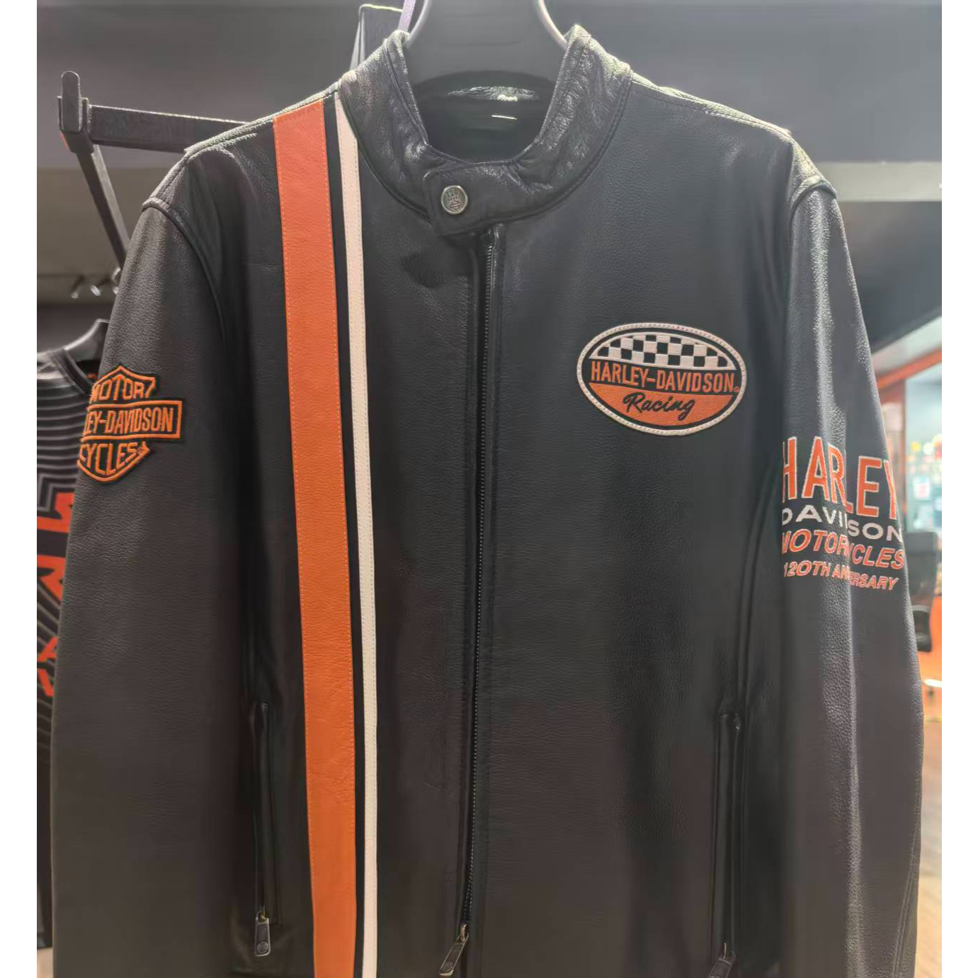 97051-23VM  120 周年条纹纪念皮夹克