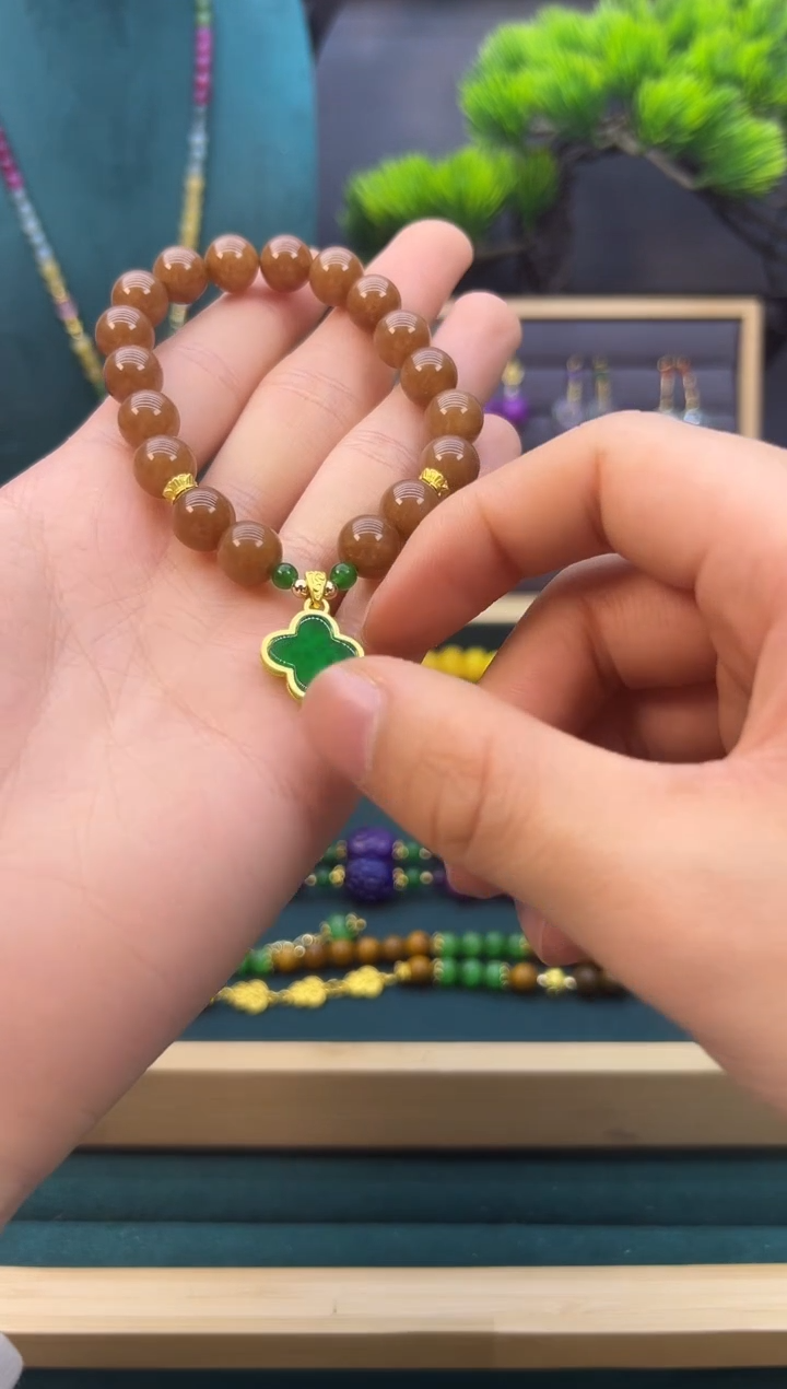 【闪购商品】和田玉手链14K金镶嵌S501    