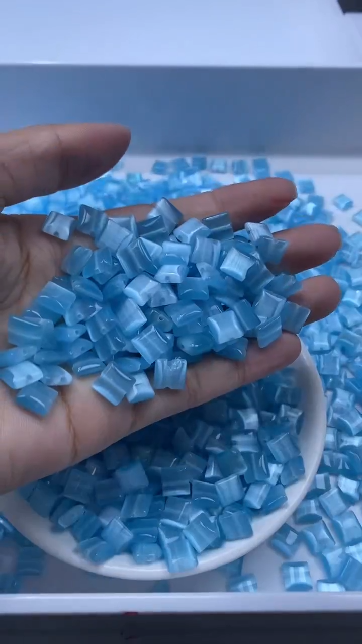 颈饰未镶嵌水晶2483-蓝色猫眼方形8mm*20颗