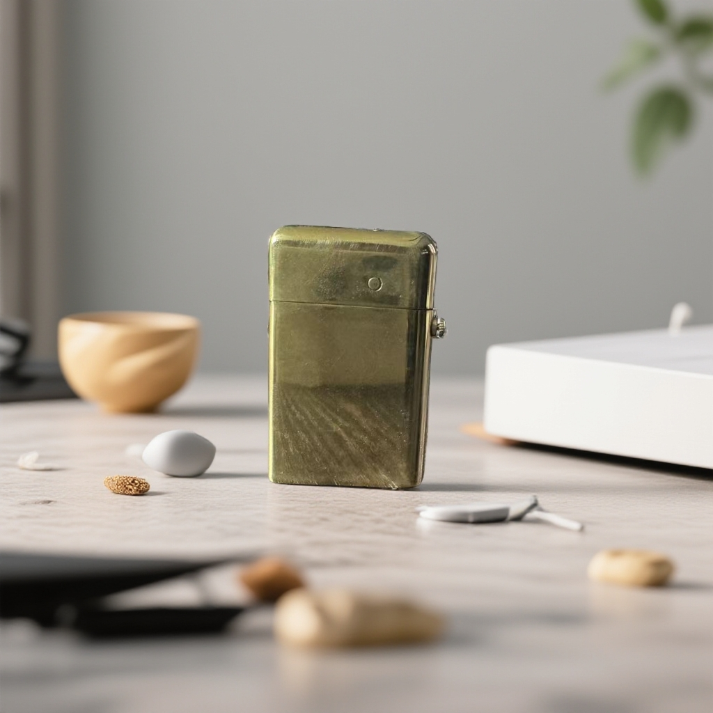 原铜复古超薄光板一键点火-打火机【全新机无煤-油】