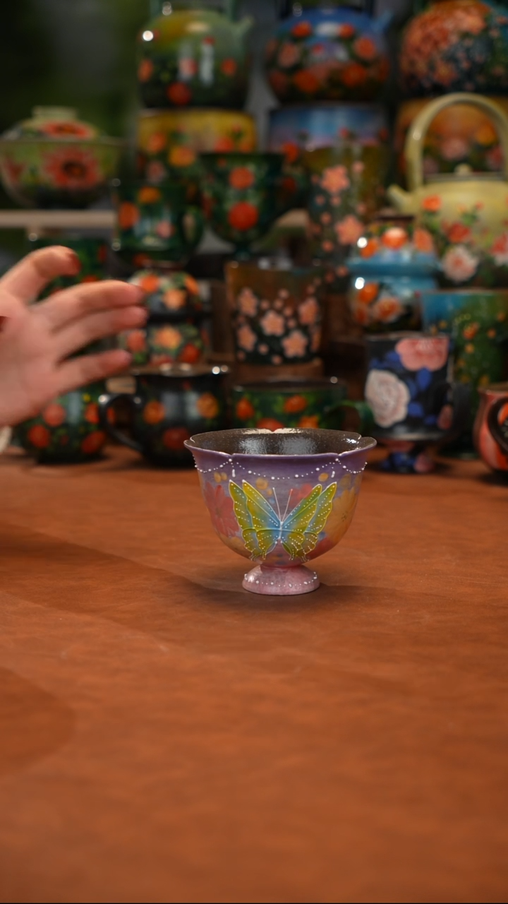 紫砂油画手绘釉下彩