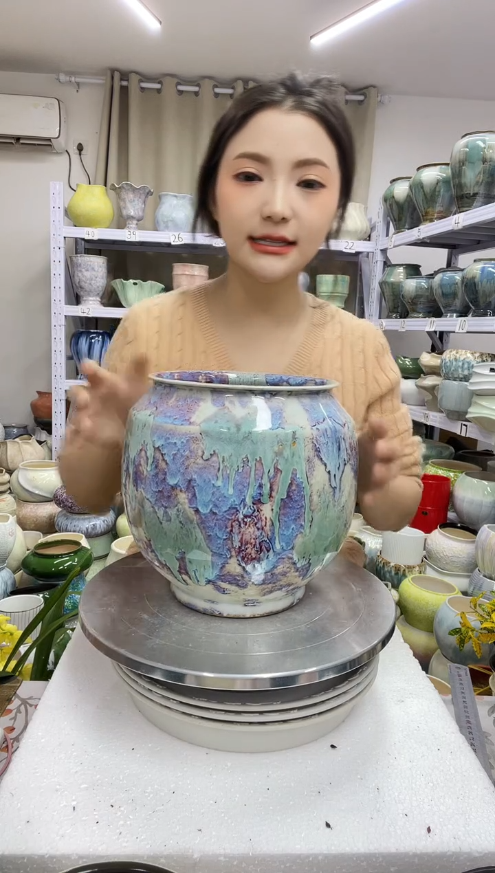 【微瑕开裂】12.30陶瓷花盆直播链接高.  21    口15.5