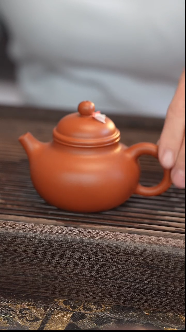 茶壶紫砂容天 朱泥 半手工 160cc【宽口】