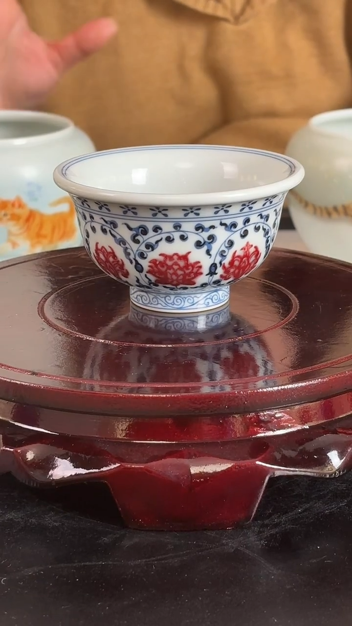 杯子陶瓷九石堂《缠枝连》青花釉里红陶瓷单杯