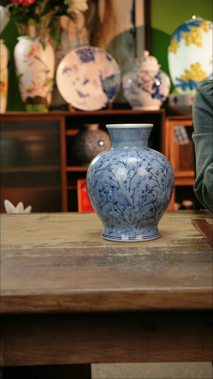 瓷片 景德镇纯手工釉下彩精品花瓶