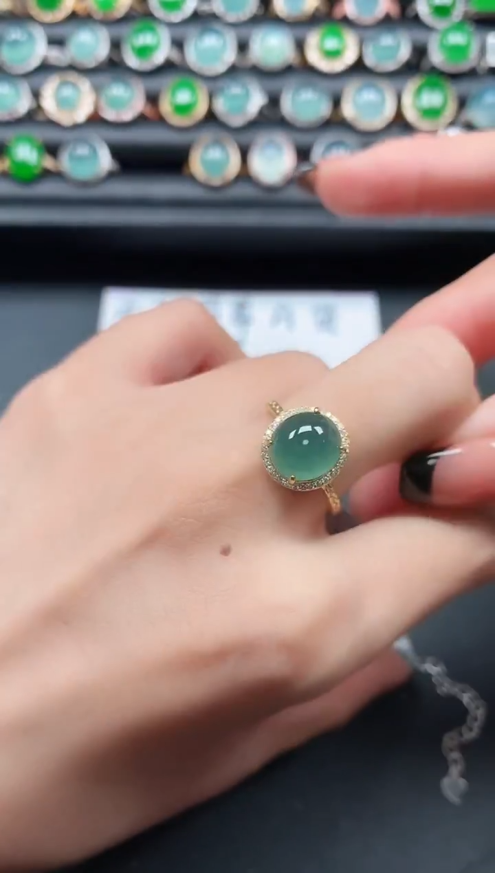 翡翠戒指银S925镶嵌1111111