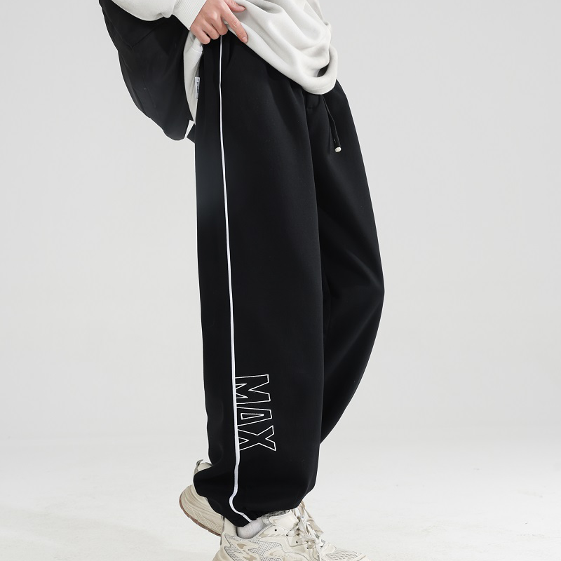 青少年运动裤男秋季2025新款简约刺绣休闲长裤初中高中学生卫裤