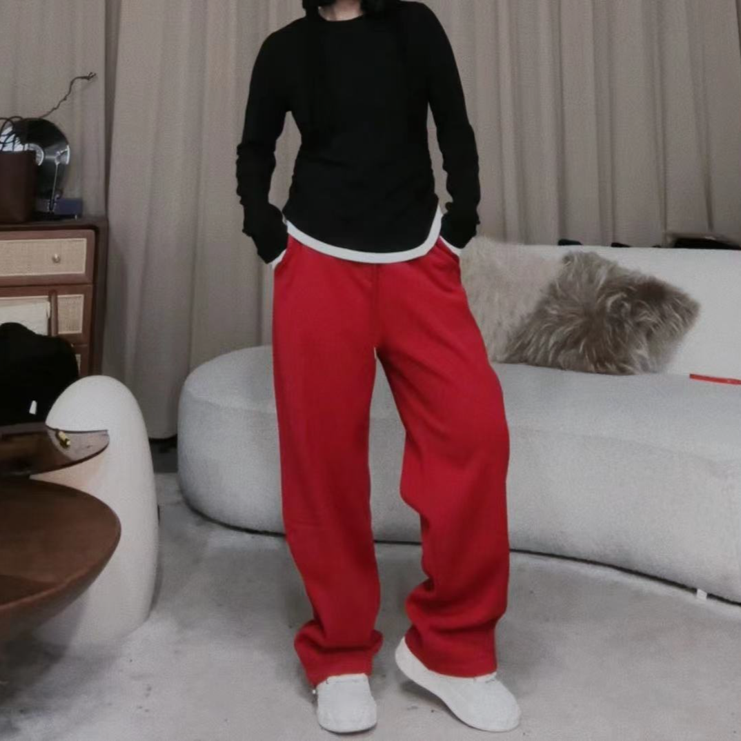 infobyfive福利冬季新款加绒休闲直筒裤收脚裤卫裤2CL0701