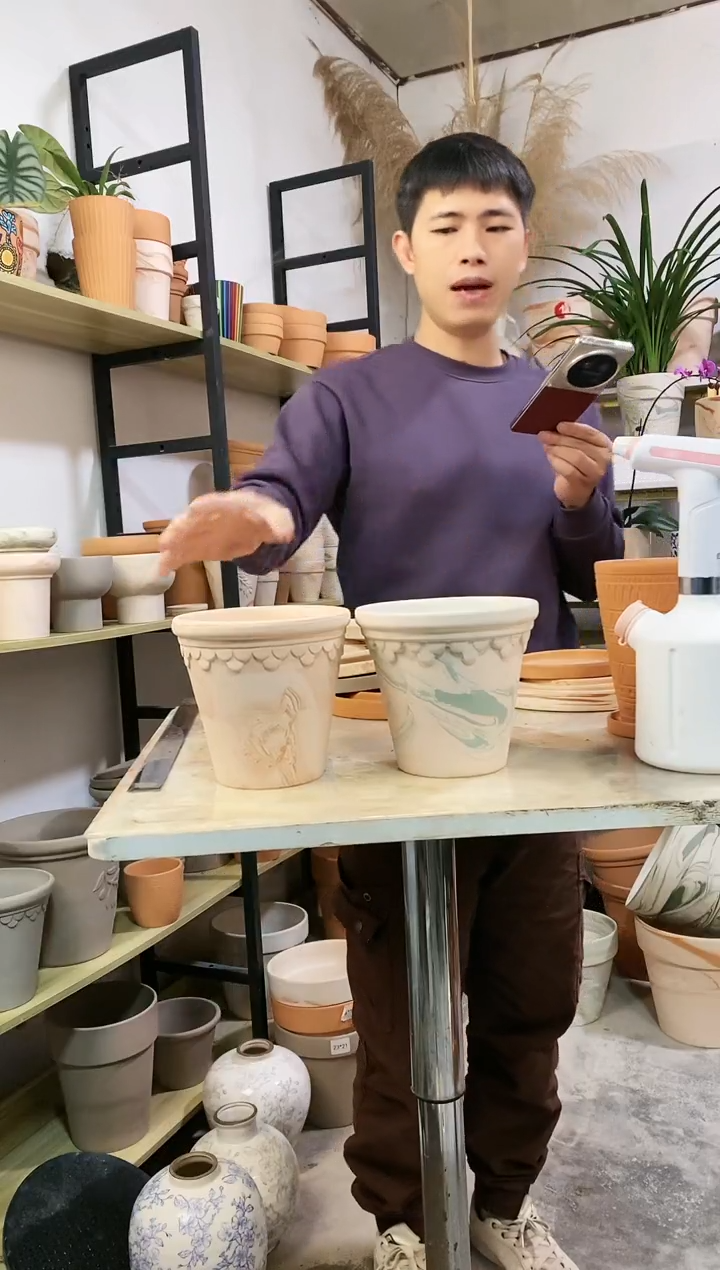 【闪购商品】红陶16*15巴洛克双色组合 2盆无托