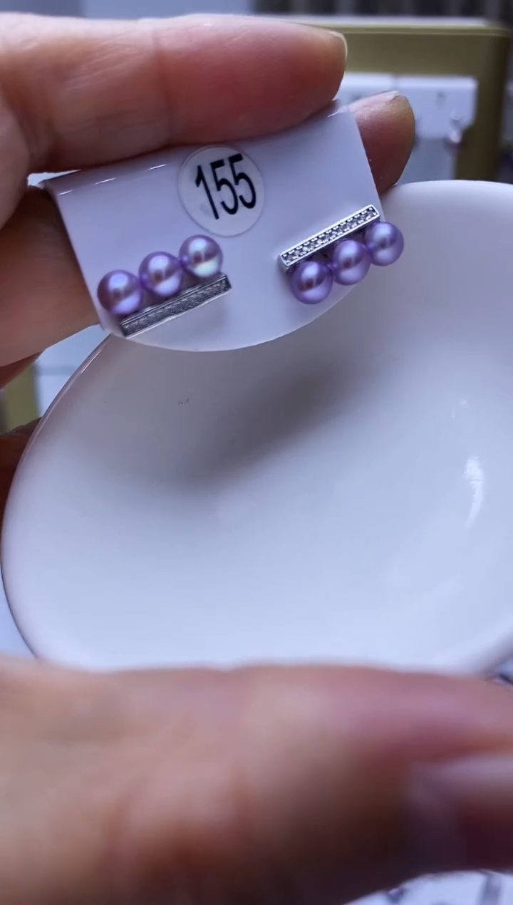 银S925镶嵌耳饰淡水珍珠155