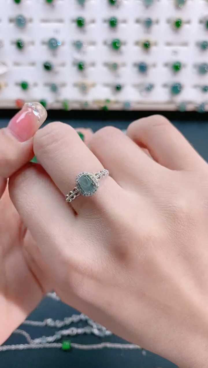 【闪购商品】翡翠戒指银S925镶嵌天然翡翠