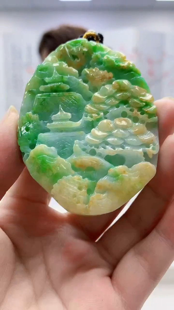 定制翡翠未镶嵌5159ms-毛货30山水