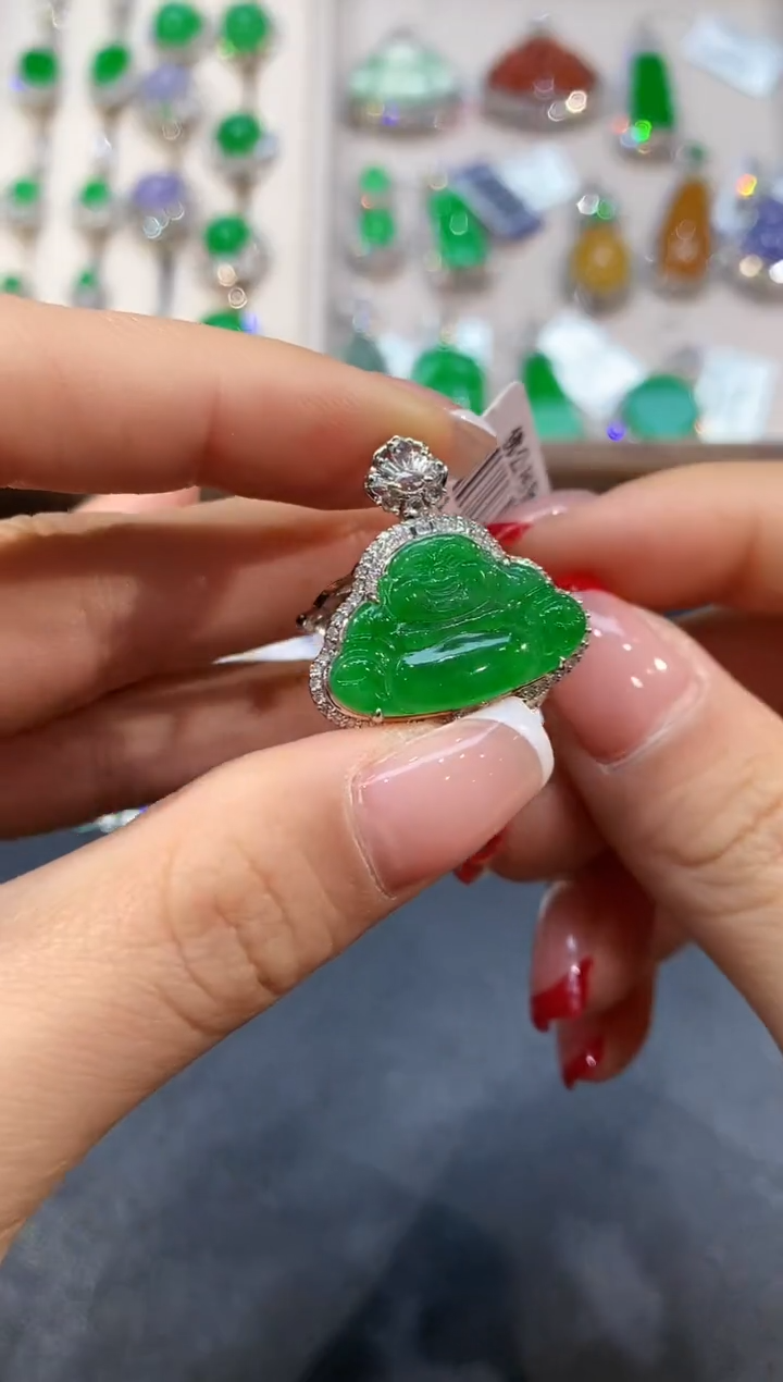 翡翠18K金镶嵌吊坠(不含链)YS114067多样性发其一