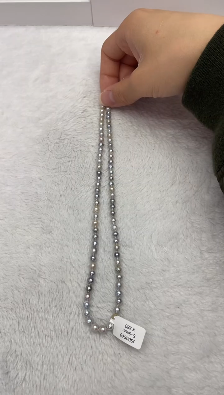 【闪购商品】海水珍珠项链银S925镶嵌AK真多麻5-6mm（多样性发一）