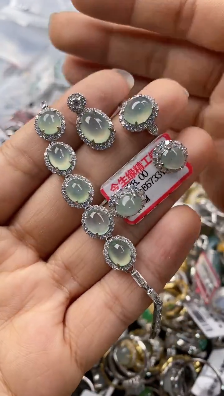 银S925镶嵌戒指翡翠555---1