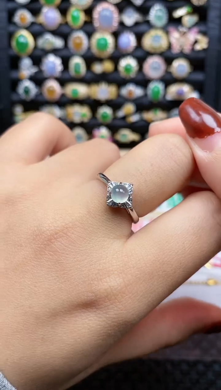 银S925镶嵌戒指翡翠460