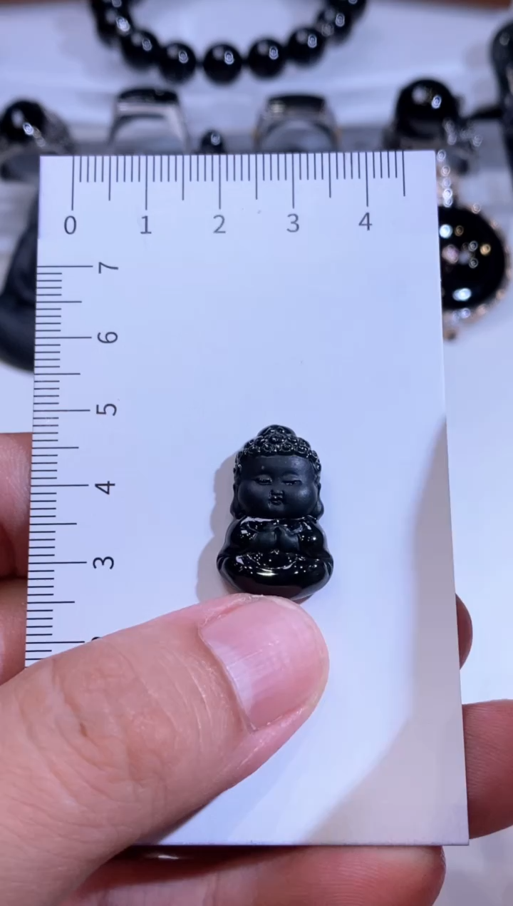 定制翡翠未镶嵌墨翠宝宝佛