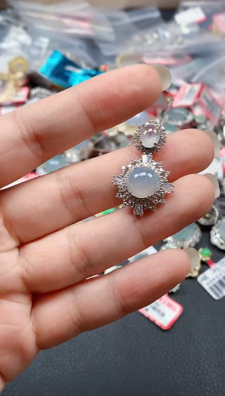 银S925镶嵌戒指翡翠天然A货缅甸翡翠