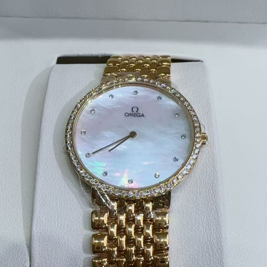 95新 Omega/欧米茄 石英表后镶钻盘33腕17/256108381